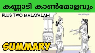 PLUS TWO MALAYALAM  കണ്ണാടി കാൺമോളവും  Kannadi kanmolavum malayalam Summary PLUS LEARN [upl. by Selina]