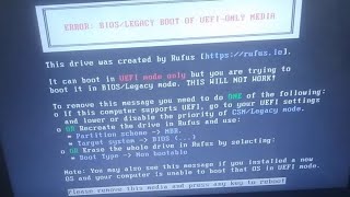 ERROR BIOSLEGACY BOOT OF UEFIONLY MEDIA MBR PARTITION SCHEME Toshiba c640  Dark Rapture [upl. by Karol532]