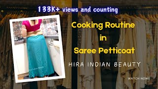 Hira Indian Beauty Cooking in Saree Blouse and Petticoat Spicy Kitchen [upl. by Isewk]