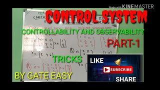 GATE  CONTROL SYSTEM TRICKS CONTROLLABILITY AND OBSERVABILITY [upl. by Aihsrop]