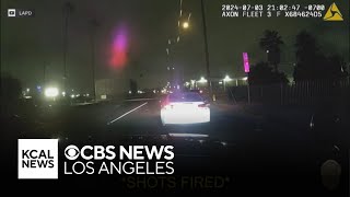 Suspect unleashes hail of bullets at LAPD officers during traffic stop [upl. by Omar]