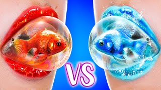 Fire vs Water Pets We Build a Secret Room in a Fish Tank [upl. by Kcyred]