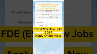 FDE EST New Jobs Apply Online Complete Process 2024 fdeestapplyonline fdeestnewjobs shorts [upl. by Aelber]