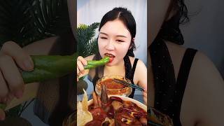 Eating yummy food with Green chili 🌶️ 😳🫣 asmr eattingsounds asmreating food chillies [upl. by Ehrlich363]