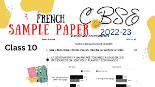 CBSE French Class 10th Sample paper 202223 Part 1 For Classes contact on 8076070377 [upl. by Efrem883]