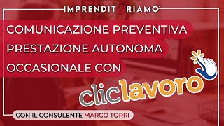 Comunicazione preventiva prestazione autonoma occasionale ClickLavoro [upl. by Bashemath]