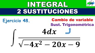 INTEGRAL ∫4dx√4x220x9 sustitución trigonométrica [upl. by Dorella]