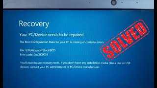 Failed Booting Error Code 0xc0000034 Windows 10 SOLVED [upl. by Hali129]