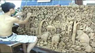 Intricate Thai Wood Carving Art [upl. by Nawiat584]