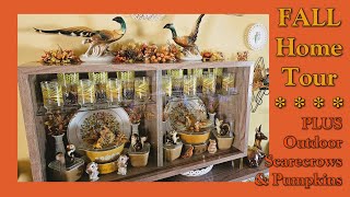 FALL VINTAGE DÉCOR HOME TOUR  Autumn Dining Room  Outdoor Scarecrows amp Pumpkins [upl. by Aitekram945]