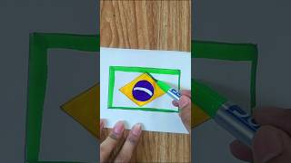 Football Nation  Brazil How to draw Brazilian national flag art drawing satisfying [upl. by Keithley138]