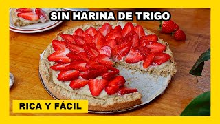 🔶TARTA o PASTEL de FRUTILLA  sin lácteos y con avena receta rápida de postre [upl. by Prospero85]