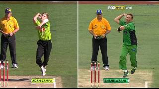 Shane Warne vs Adam Zampa Action Comparison Big Bash League 1213 [upl. by Swann73]