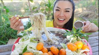 THAI BOAT NOODLES MUKBANG OUTSIDE  SASVlogs [upl. by Aihsiym]