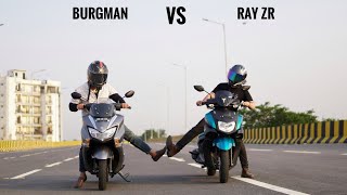 Suzuki Burgman BS6 vs Yamaha Ray ZR BS6  RACE  COMPARISON [upl. by Taddeo]