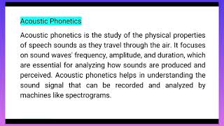 what is Acoustic Phonetics Types of Phonetics Phonetics [upl. by Toinette182]