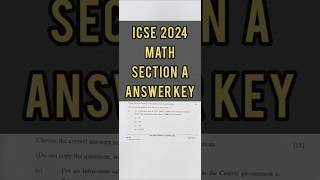 ICSE2025 Math Paper Section A answer key [upl. by Virgie499]