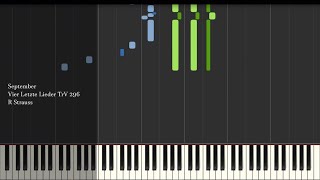 September  Vier Letzte Lieder TrV 296  R Strauss  Synthesia Piano Tutorial [upl. by Genni]