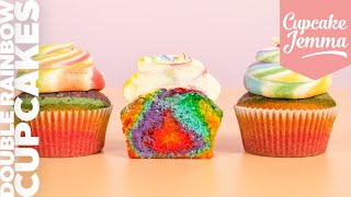 EPIC Double Rainbow Tie Dye Cupcakes Recipe  Cupcake Jemma [upl. by Innes779]