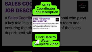 Sales Coordinator Job Description  Sales Coordinator Responsibilities and Duties [upl. by Joanie]