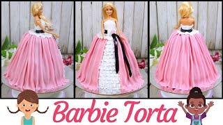 BARBIE TORTA ZA DJEVOJČICE  ROĐENDANSKA TORTA OD FONDANA ZA POČETNIKE BARBIKA TORTA DOLL CAKE [upl. by Ayatal]