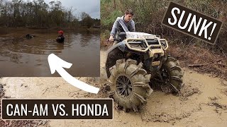 CANAM VS HONDA SUNK 5FT IN A POND [upl. by Odlaniger]