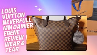 Louis Vuitton Neverfull MM Damier Ebene Review  Wear amp Tear [upl. by Alahsal]