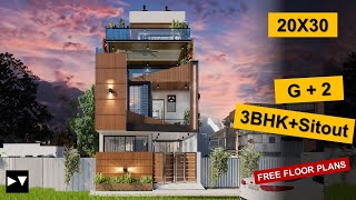 20x30  3 BHK House plan  65 Gaj  600 sqft  2030 house plan 3d  DV Studio [upl. by Meill377]