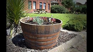 Oak Whisky Barrel TubPlanter – Half Barrel  handmade [upl. by Nosiram]