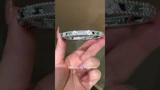 Custom Made Van Cleef Arpels Perlee Clover Small Bracelet 18K White Gold With Diamonds [upl. by Ellinger893]