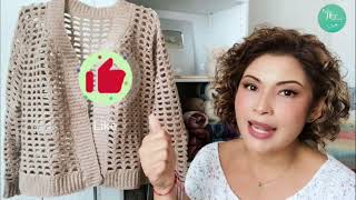 Teje un Cardigan o Suéter Corto a Crochet tutorial ganchillo [upl. by Notsniw]