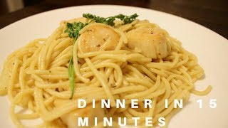 GARLIC BUTTER SCALLOPS WITH PASTA RECIPE [upl. by Akemehs]