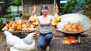 Harvesting Chickens Goes To Market Sell  Fried whole chicken like KFC  New Free Bushcraft [upl. by Edric245]