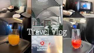 Travel Vlog First Time Flying Business Class on Turkish Airlines Complementary Drinks [upl. by Calvin]