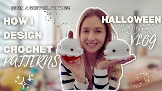 How I Design Crochet Patterns Crochet Halloween Vlog what Im working on [upl. by Agbogla]