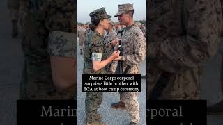 Corporal surprises little brother with EGA at boot camp ceremony marinecorps usmilitary semperfi [upl. by Eardnaed970]