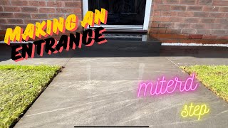 Mitred porcelain step turfed lawn with borders making a beautiful modern entrance timelapse [upl. by Selena983]