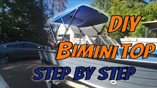 DIY Cheap Amazon Bimini Boat Top Installation and Sun Shade Cover includes Measuring amp Storage Ideas [upl. by Anisah138]