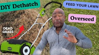 🇨🇦 How to DETHATCH amp OVERSEED your Lawn with GREENWORKS Dethatcher [upl. by Saloma]