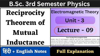 Reciprocity Theorem of Mutual Inductance  BSc 3rd Semester Physics  Unit3  L09 [upl. by Aspa699]