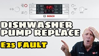 Dishwasher how to replace a Pump Bosch Neff or Siemens E25 fault [upl. by Acirred]