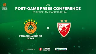 Panathinaikos BC AKTOR  Crvena Zvezda  PostGame Press Conference  Euroleague  Round 17 [upl. by Gerdeen295]