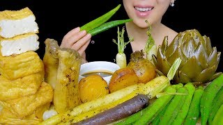 HEALTHY EATING ASMR ROASTED VEGGIES PLATTER OKRA YELLOW BEET CARROT MUSHROOMS  TracyN ASMR [upl. by Esinahs30]