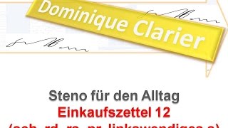 Steno für den Alltag  Einkaufszettel 12  Lebensmittel sch rd rs pr linkswendiges s [upl. by Ilene]