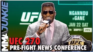 Francis Ngannou Ciryl Gane get HEATED over sparring KO  UFC 270 press conference [upl. by Wohlert734]