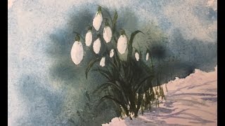 Подснежники акварель Используем сольSnowdrops in watercolour [upl. by Aggie]