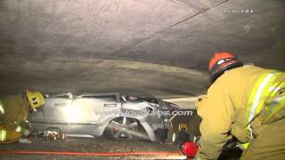 Fatal SUV Crash Wedged Under Bridge  Boyle Heights RAW FOOTAGE [upl. by Nibaj677]