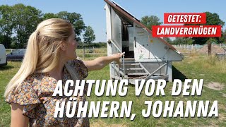 Achtung vor den Hühnern😀🐓Camping auf dem Land➡️ unsere Erfahrung mit Landvergnügen🚜 [upl. by Adlare]