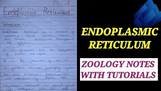 ENDOPLASMIC RETICULAM IN HINDIendoplasmicreticulam cellbiologynote zoologynotesbsc1styear [upl. by Nageet]