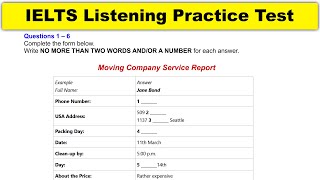 Moving Company Service Report IELTS Listening Test With Answers  Annual Wullaballoo Conference [upl. by Mueller]